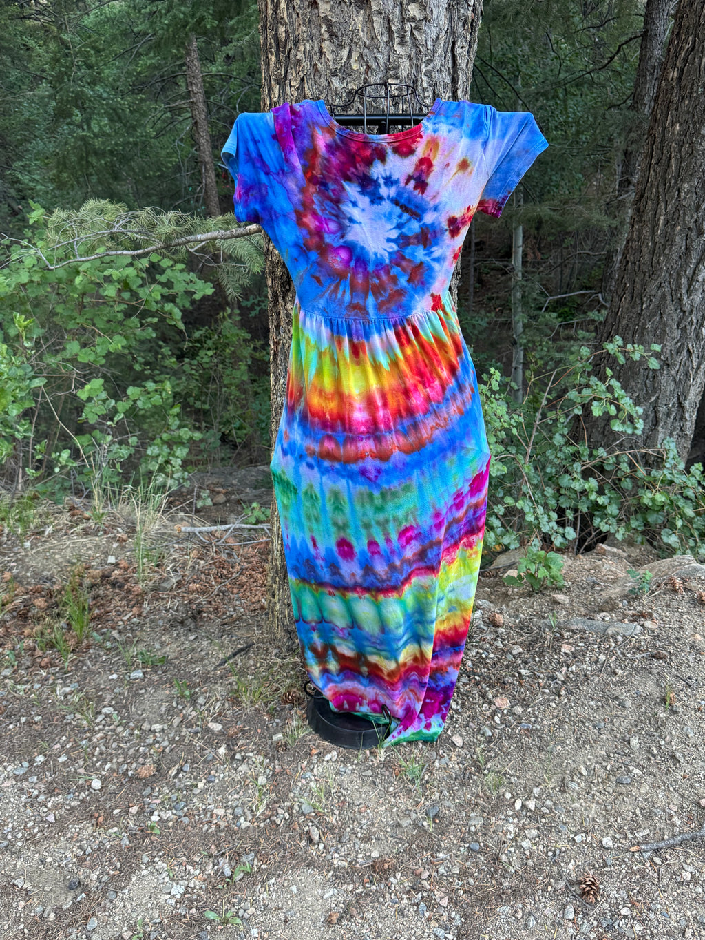 Ice Dyed Spiral Dress with Pockets