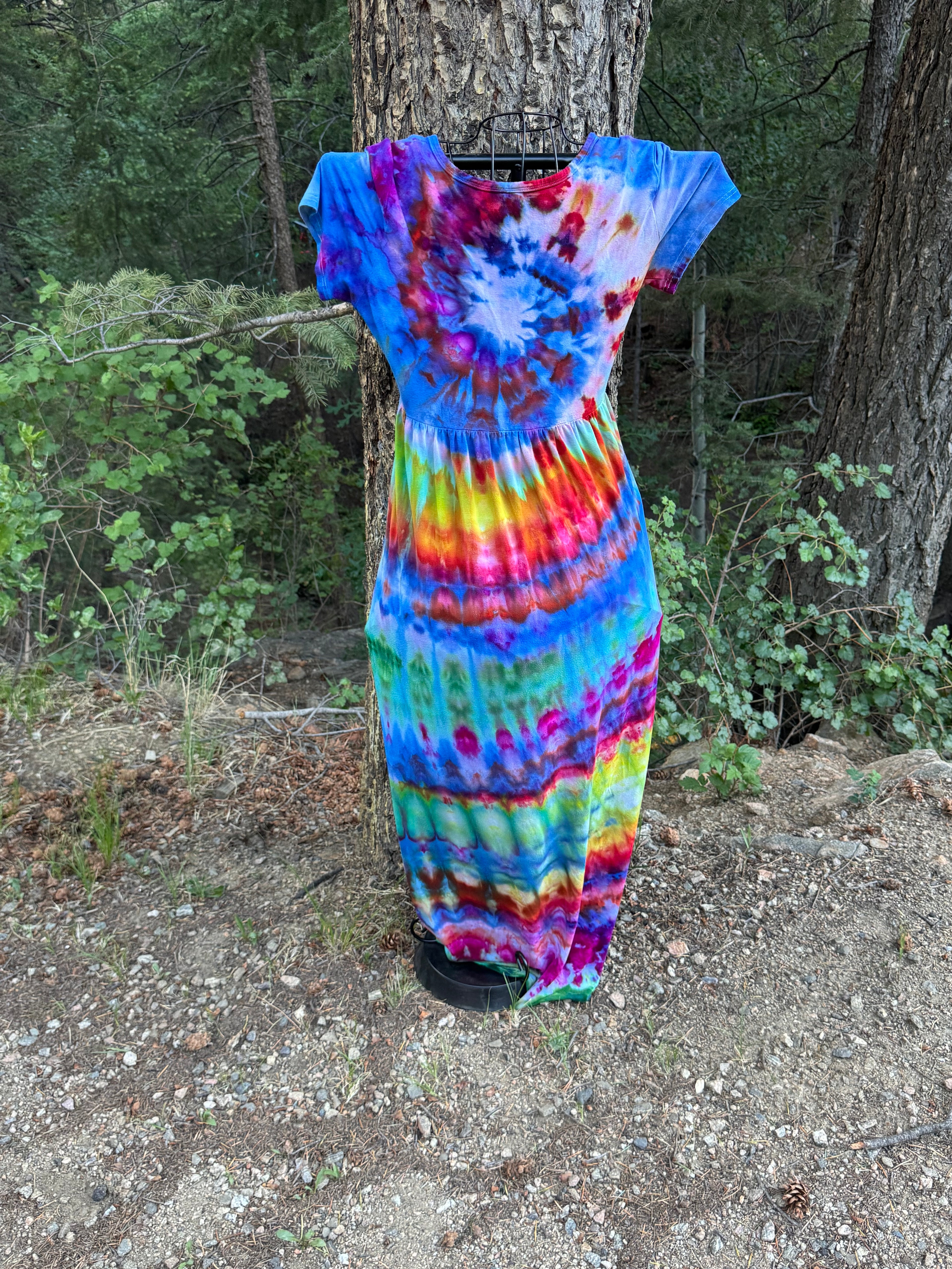 Ice Dyed Spiral Dress with Pockets