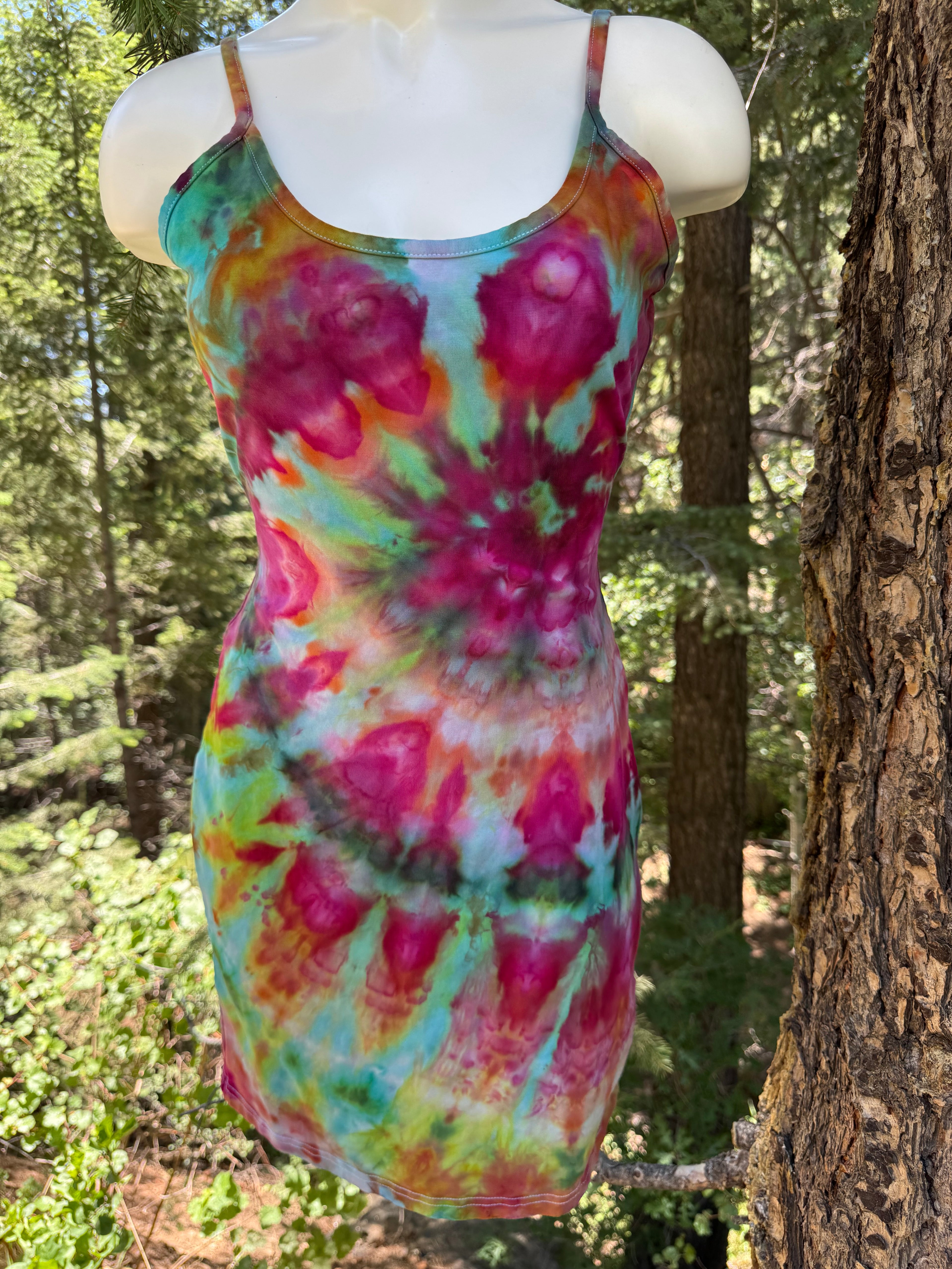Vibrant Ice-Dyed Fitted Dress - Medium