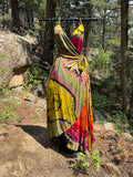 Rainbow Reverse Tie-Dye Wrap Dress