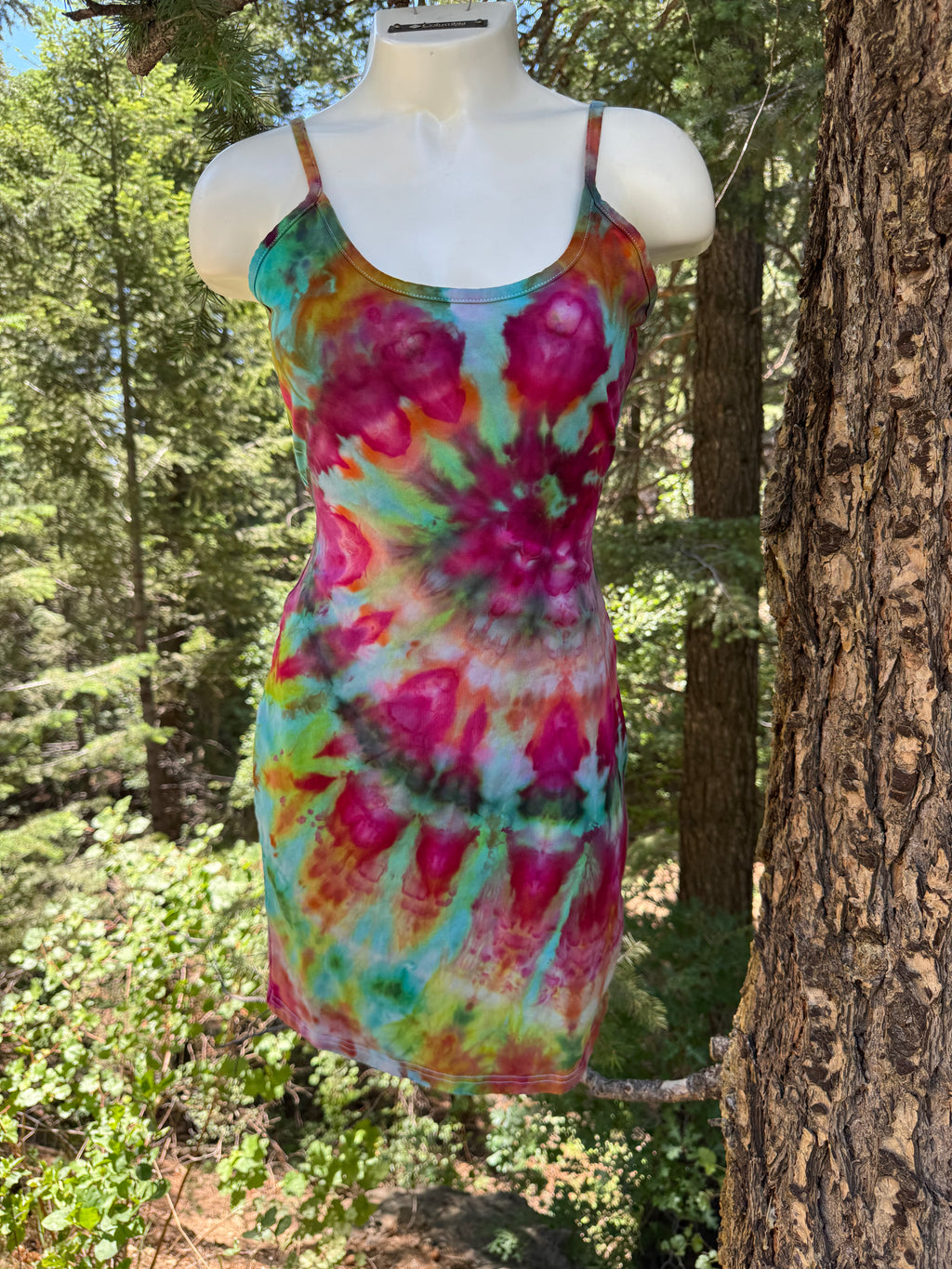 Vibrant Ice-Dyed Fitted Dress - Medium