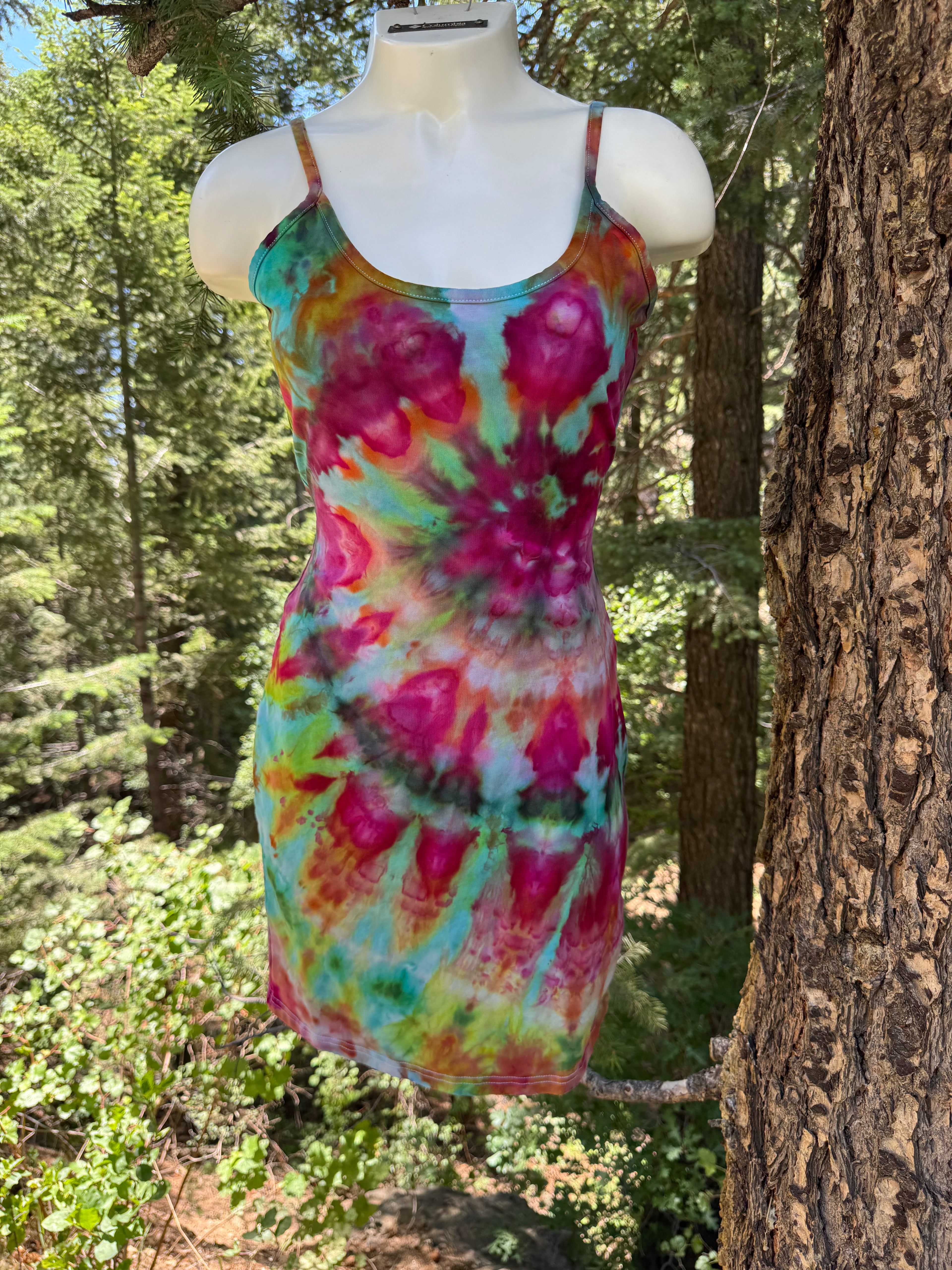 Vibrant Ice-Dyed Fitted Dress - Medium