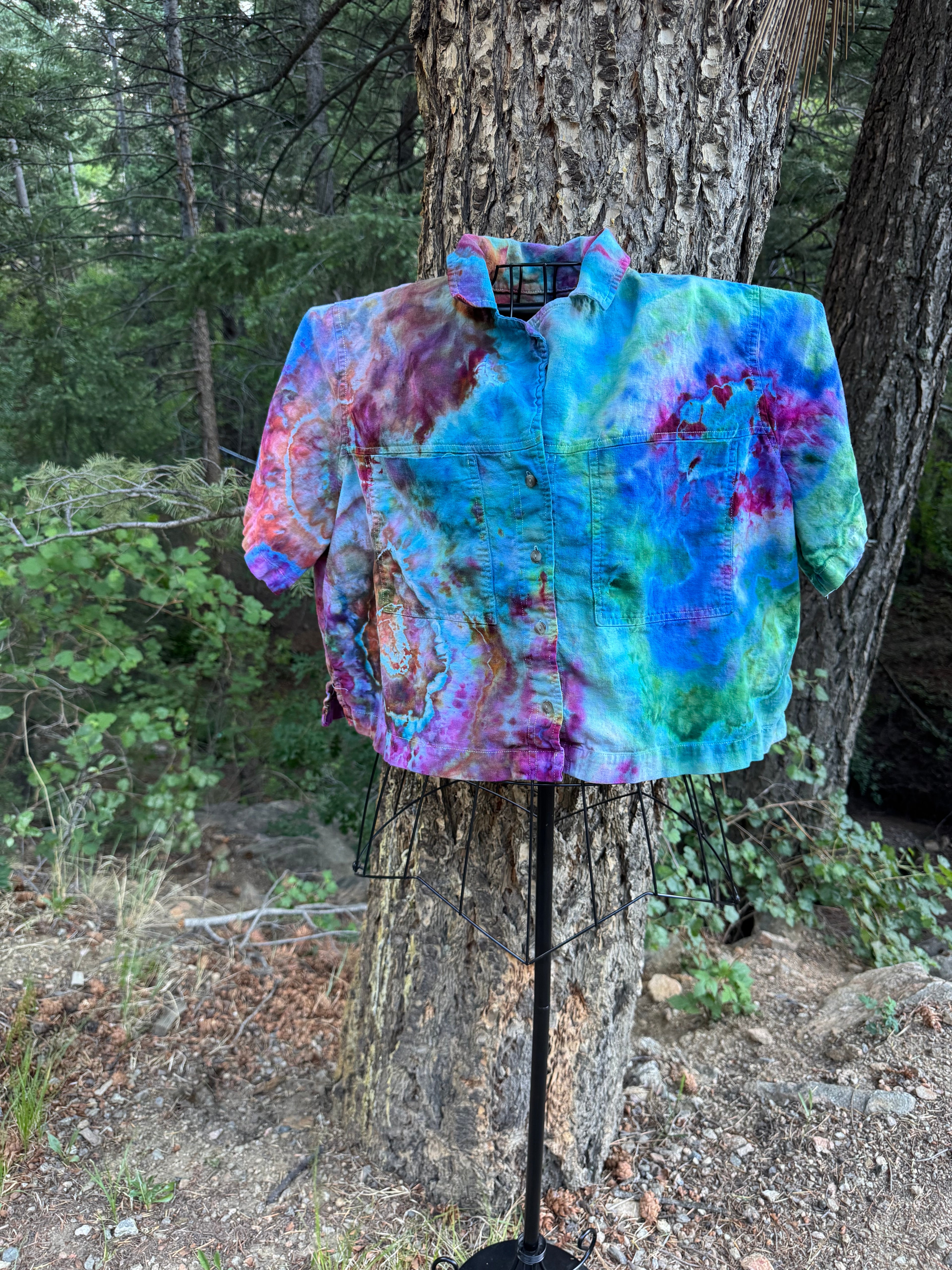 Ice Dyed Button-Down Shirt – XL