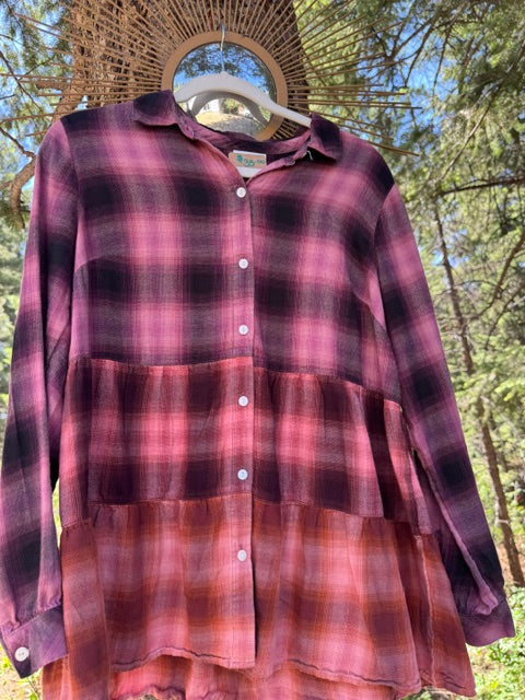 Reverse Dyed Flannel - Moon and Stars - Small