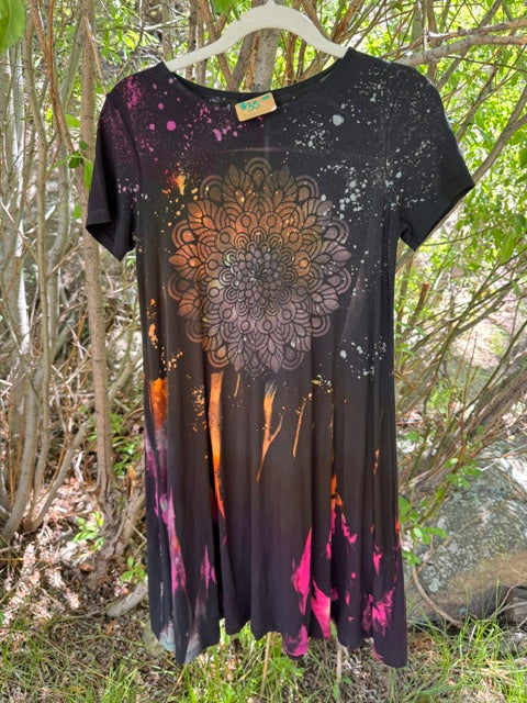 Short Sleeve Reverse Dyed Cotton Dress - Small