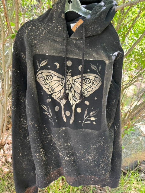 Reverse Dyed Luna Moth Hoodie - Large