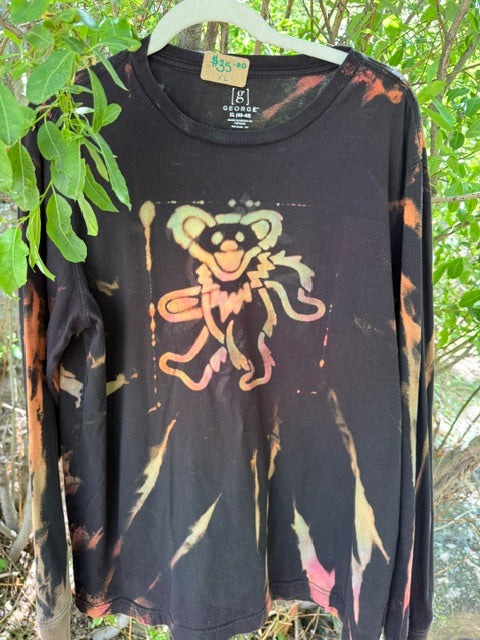 Long Sleeve T-shirt - Dancing Bear Reverse Dye - XL