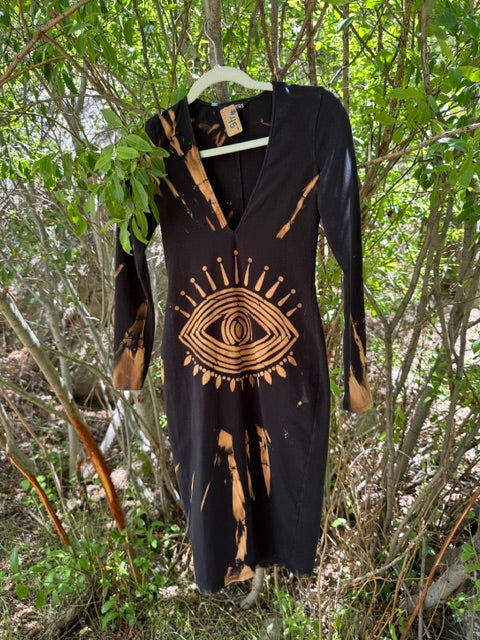 Reverse Dyed Long Sleeve Fitted Dress - Extra Small