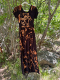 Short Sleeve Reverse Dyed Dancing Bear Maxi Dress with Pockets - Small