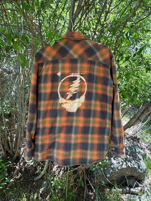 Reverse Dyed Lined Flannel Stealie Jacket with Pockets - Medium