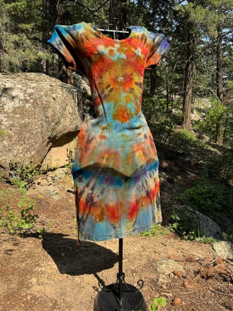 Earthy Organic Reverse Tie-Dye Dress- Medium