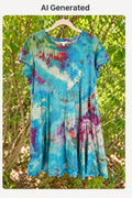 One-of-a-kind teal burgundy cream reverse-dyed gathered-waist dress