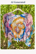 MMM-TD-023 hand dyed crochet neckline boho top