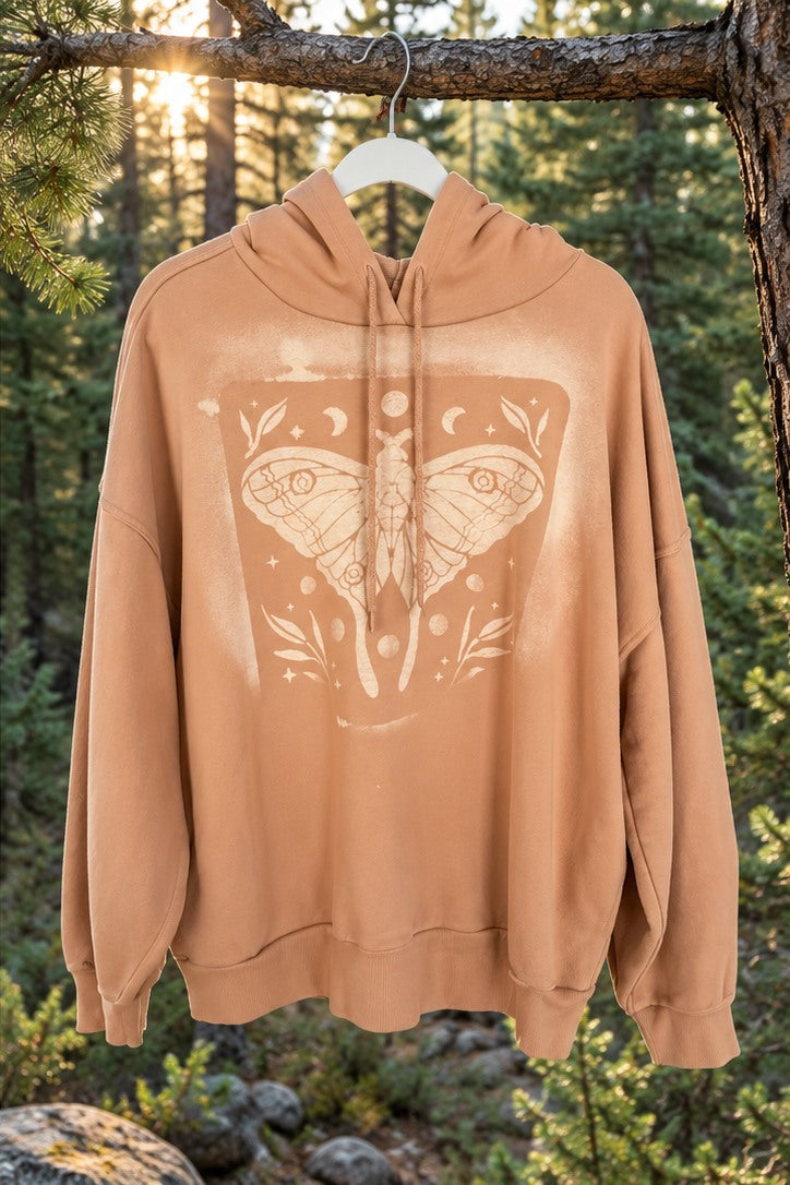 MMM-TD-038 peach celestial moth hooded sweatshirt