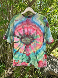 One-of-a-kind mint pink blue geode ring hand-dyed T-shirt