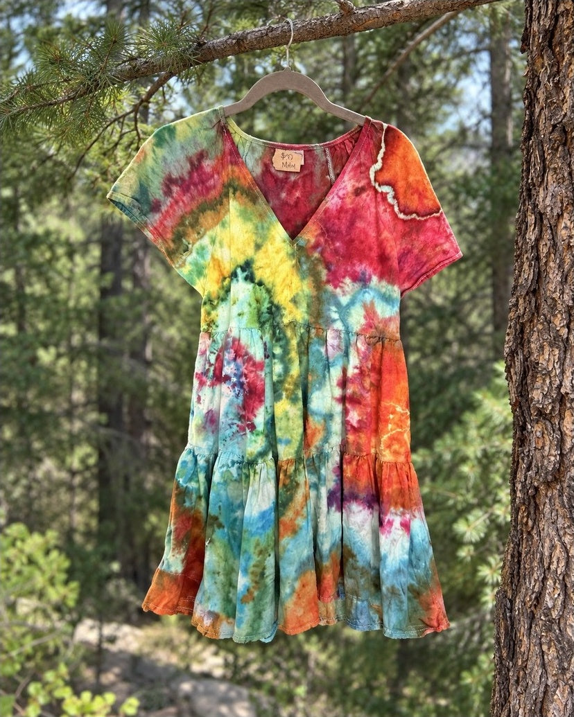 Mossy Mountain Mama MMM-TD-061 one-of-a-kind ice-dyed babydoll dress