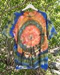 One-of-a-kind rust olive navy cream concentric Gildan T-shirt