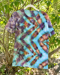 One-of-a-kind blue aqua orange earthy chevron fold T-shirt