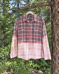 One-of-a-kind Eddie Bauer gray red white plaid pink peach gradient-dyed button-up