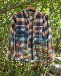 One-of-a-kind Picture It Graphic Clothing brown navy white plaid blue green rust geode-dyed button-up