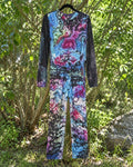 One-of-a-kind blue pink black abstract geode full-length jumpsuit
